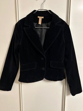 Tailored Black Velvet Blazer Jacket - Women's